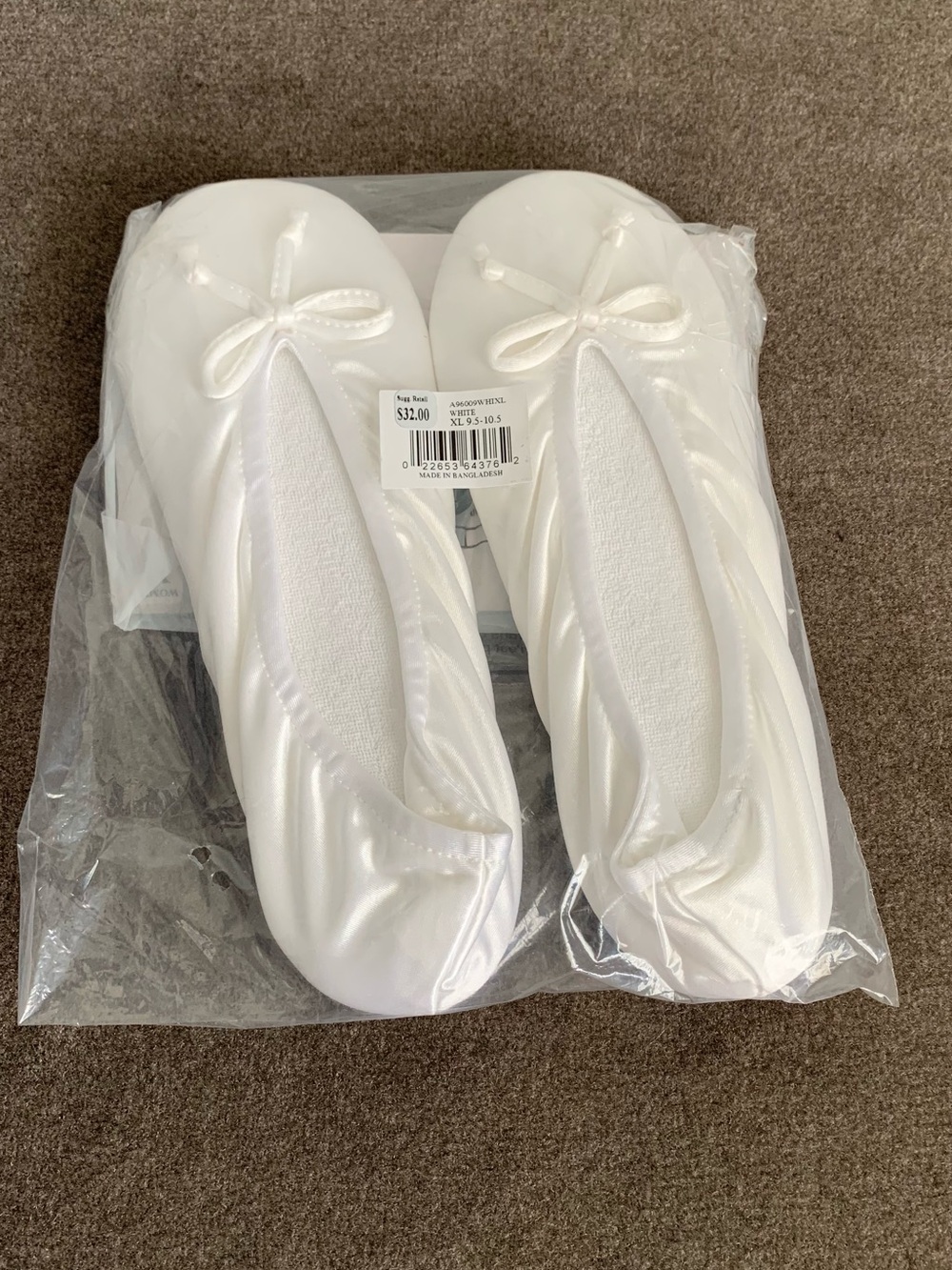 isotoner White Satin Ballet Slippers with Bow